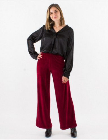 Chic flared pants in plain velvet