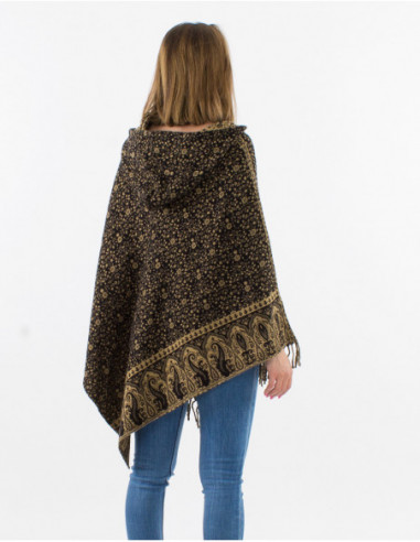 Poncho boho avec petites fleurs