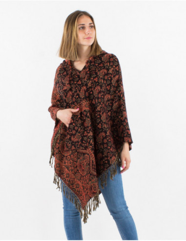 Hooded poncho boho chic cashmere