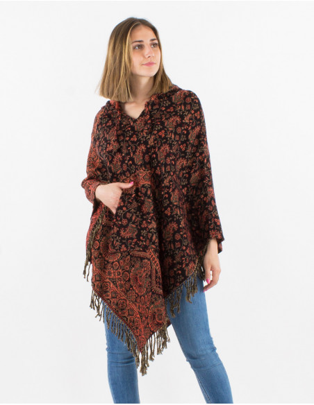 Hooded poncho boho chic cashmere