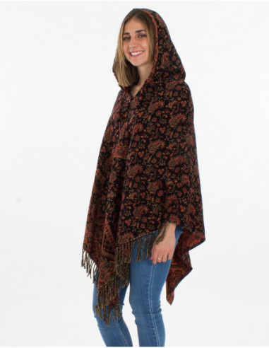 Hooded poncho boho chic cashmere