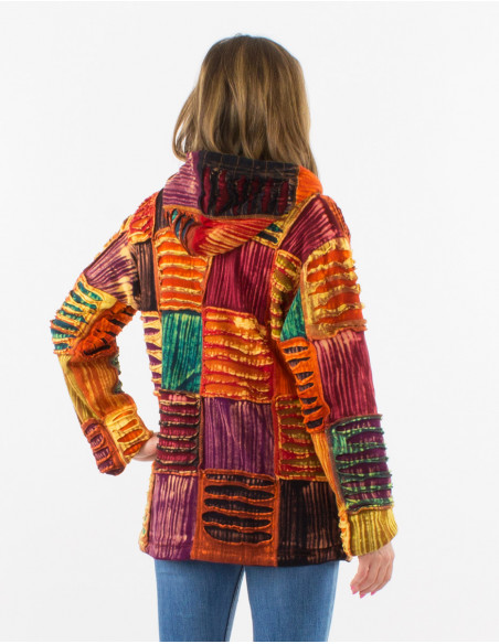 Dos de veste baba cool originale multicolore avec patchs déchirés pour femme
