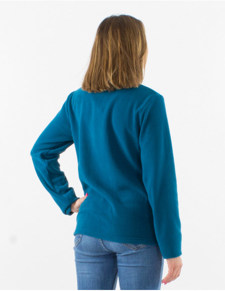 Fleece jacket with floral embroidery