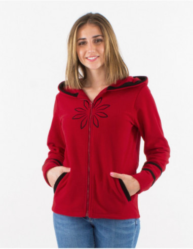 Embroidered ethnic fleece jacket