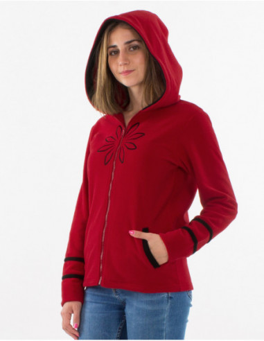 Embroidered ethnic fleece jacket
