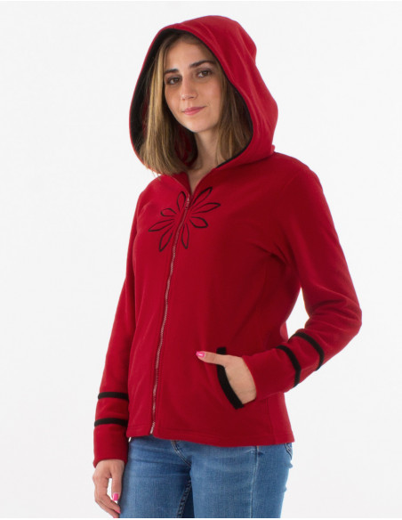 Embroidered ethnic fleece jacket