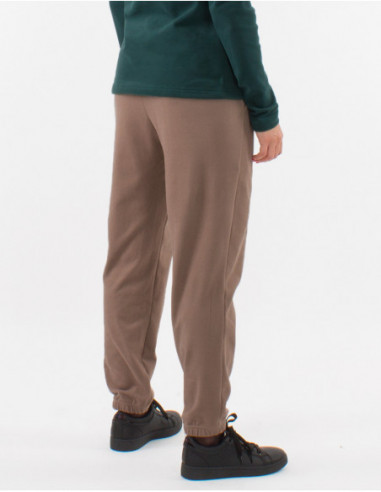 Dos de pantalon jogging avec poches avant tissu doux pour l'hiver uni taupe