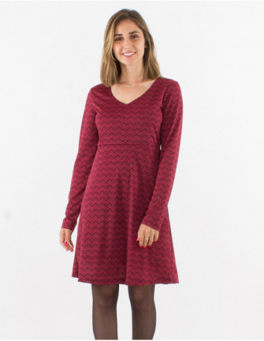 Short ethnic chic flared dress