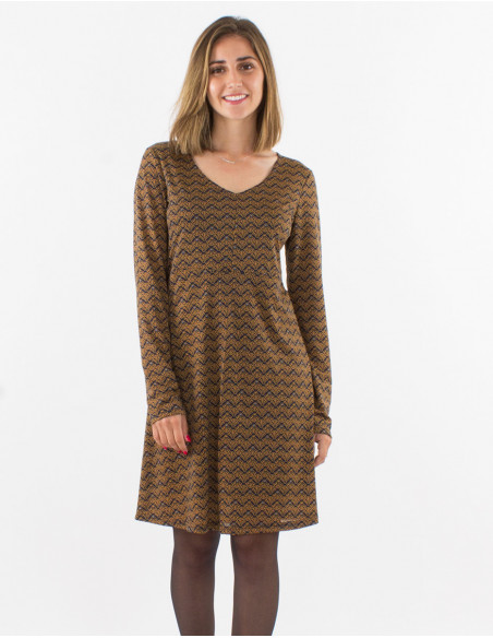 Short ethnic chic flared dress