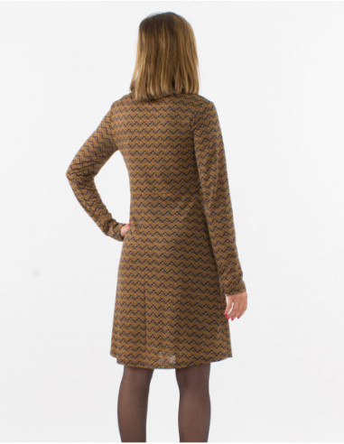 Short ethnic chic flared dress