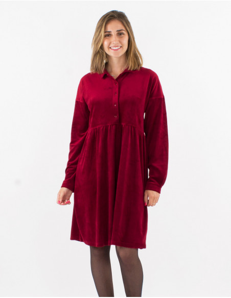 Oversized short dress in plain velvet
