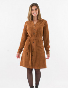 Chic corduroy button dress 2