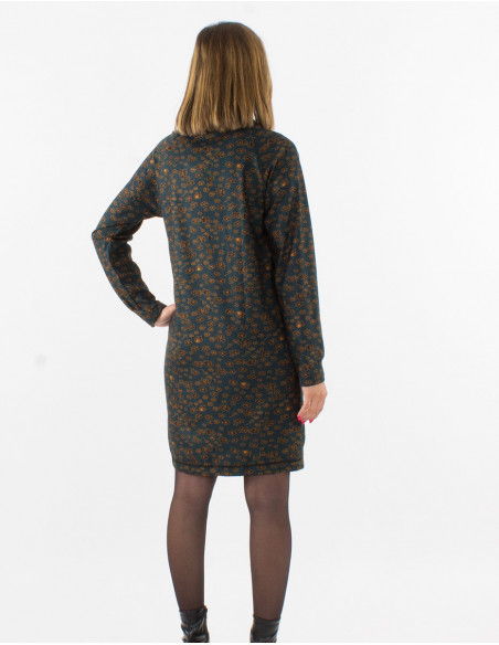 Robe d'hiver courte sweat-shirt fleurie