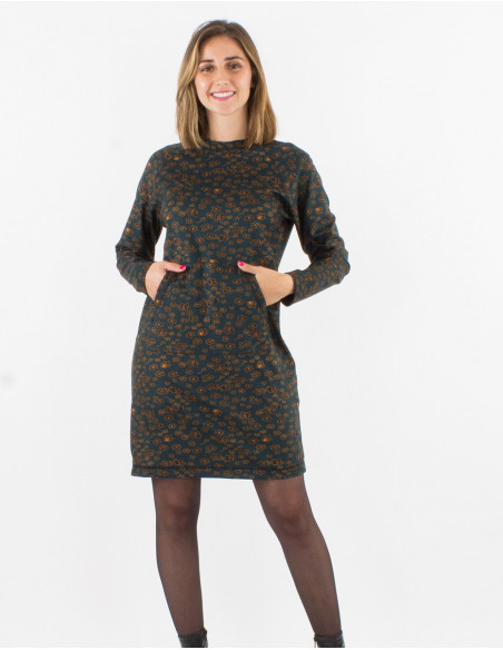 Winter floral sweatshirt dress