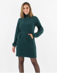 Robe pull sweat col roulé unie basique 2