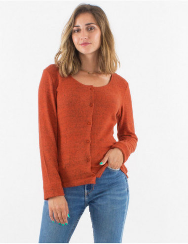 Plain mottled cardigan with buttons