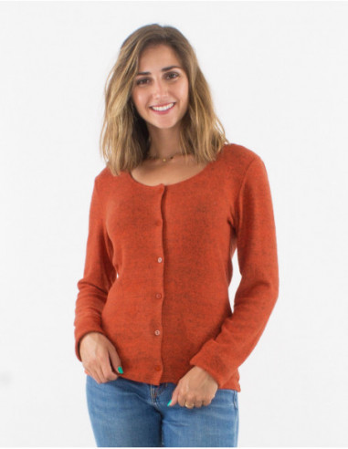 gilet couleur unie chiné rouille avec boutons