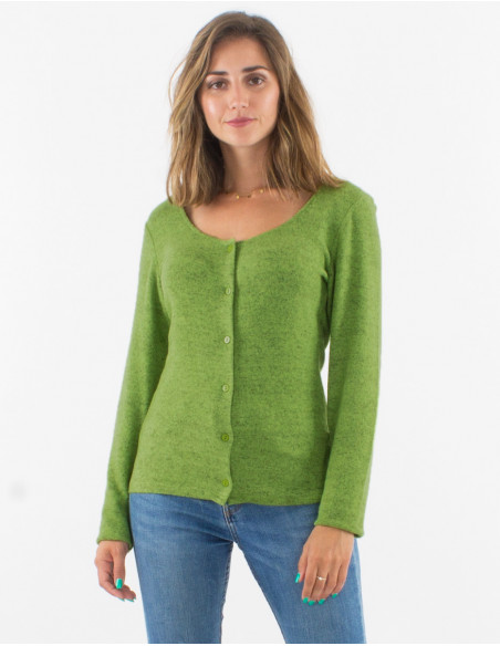 Plain mottled cardigan with buttons