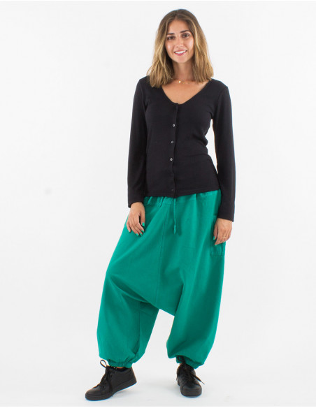 Plain cotton saroual with pockets