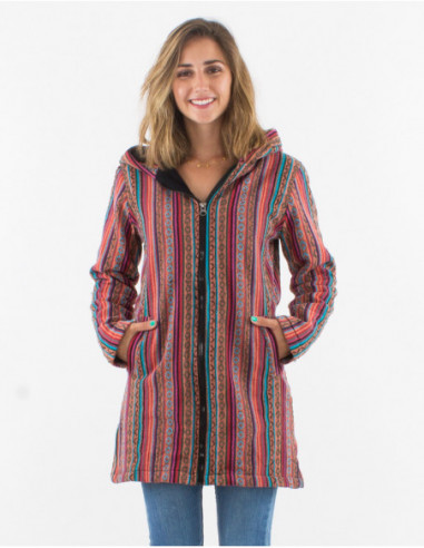 Striped ethnic cotton jacket