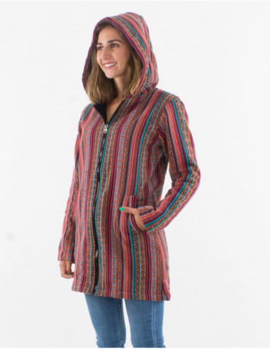 Striped ethnic cotton jacket