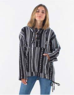 Pull mixte ethnique rayé en coton 2