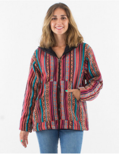 Short mixed jacket in Nepalese cotton
