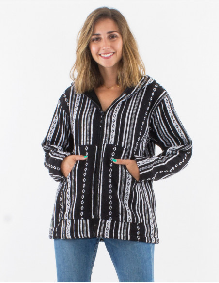 Short mixed jacket in Nepalese cotton