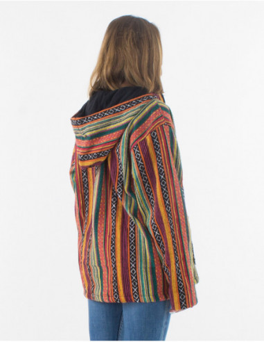 Short mixed jacket in Nepalese cotton
