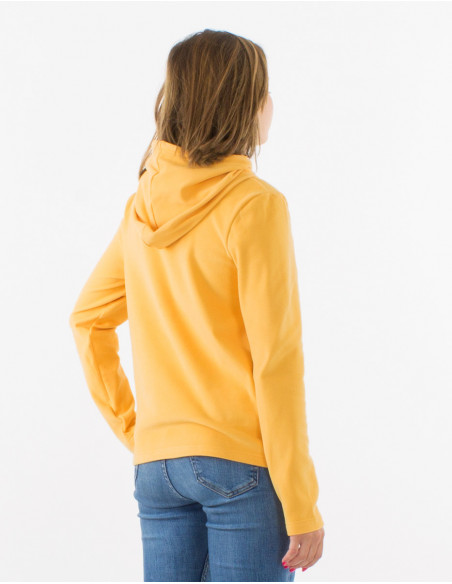 Dos de sweat à capuche tout doux uni basique jaune moutarde