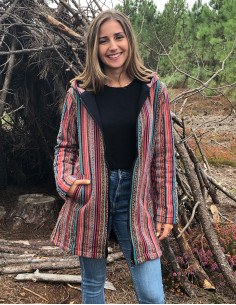 Striped ethnic cotton jacket