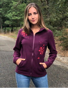 Fleece jacket with floral...