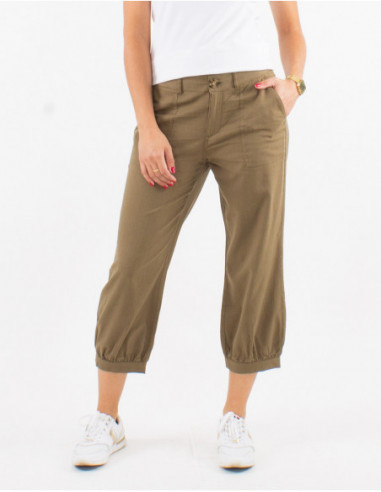 Pantacourt femme basique avec poches avant uni gris