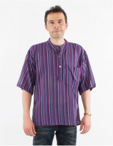 Cotton gent shirt with stripes and short