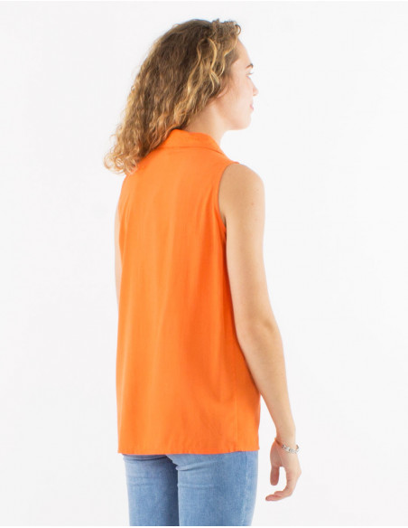 Plain fabric chic sleeveless shirt