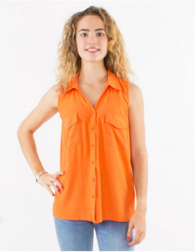 Chemise sans manches unie basique