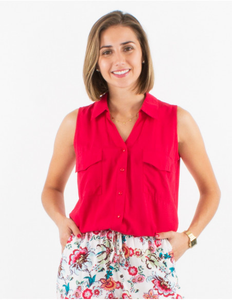 Chemise sans manches unie basique