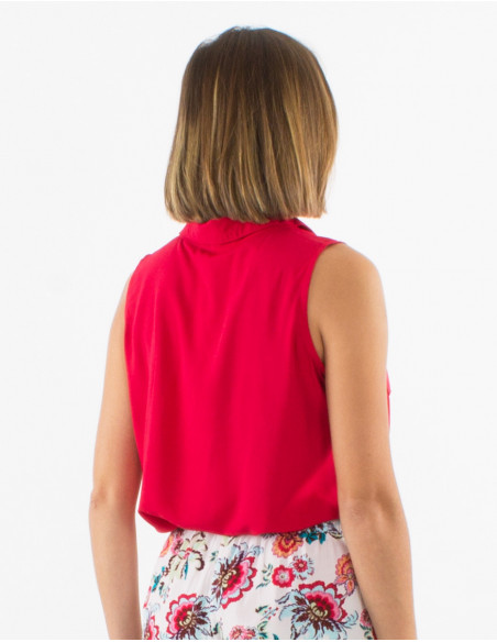 Plain fabric chic sleeveless shirt