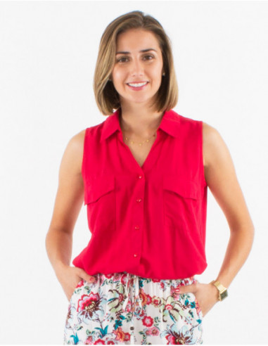 Plain fabric chic sleeveless shirt