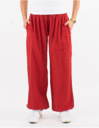 Pantalon basique en coton coupe large rouille