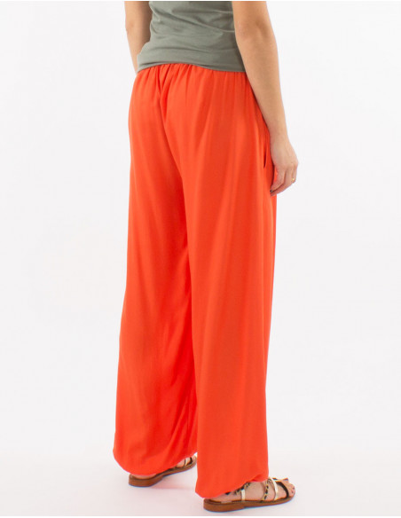 Pantalon léger large avec élastiques pour femme uni brique