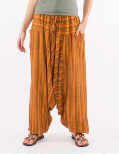 Striped ethnic saroual cotton