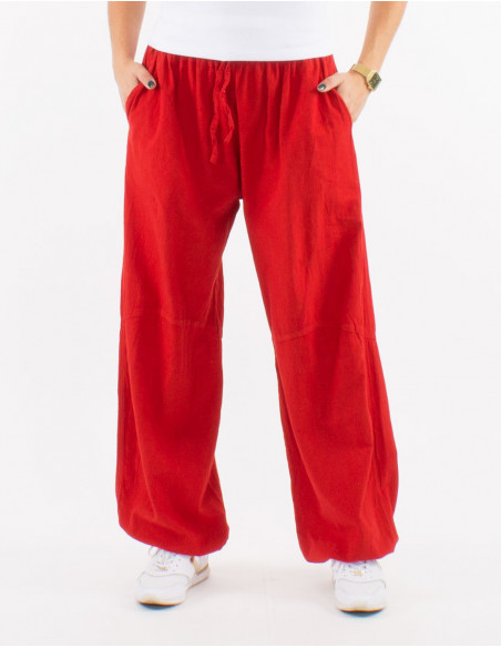 Pantalon sarouel aladin pour femme avec poches rouge rouille