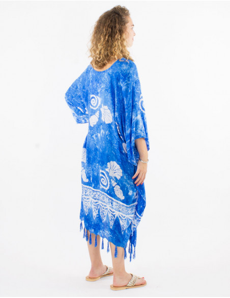 robe de plage avec franges bleu dos
