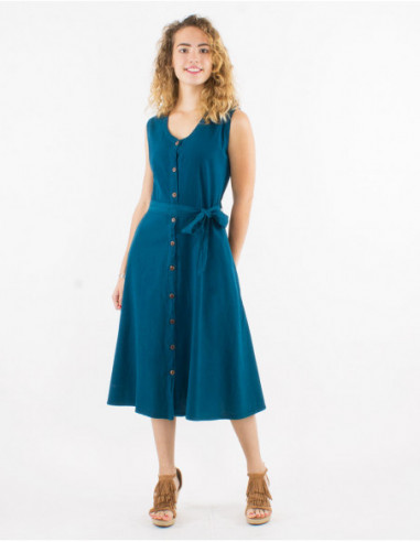 Basic petrol blue chic midi dress for spring 2023