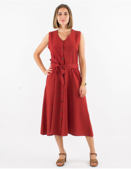 Basic rust red chic midi dress for spring 2023