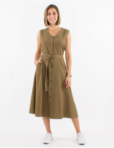 Robe vintage midi unie basique beige