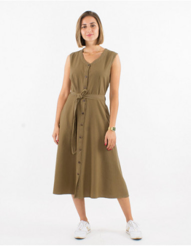Robe midi chic unie beige basique pour le printemps 2023