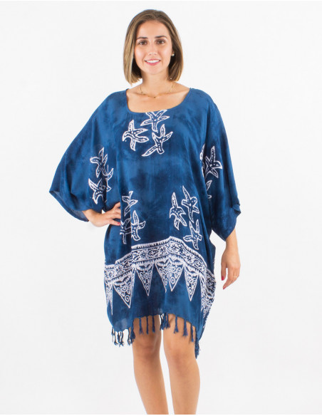 Rayon tunic with fringes