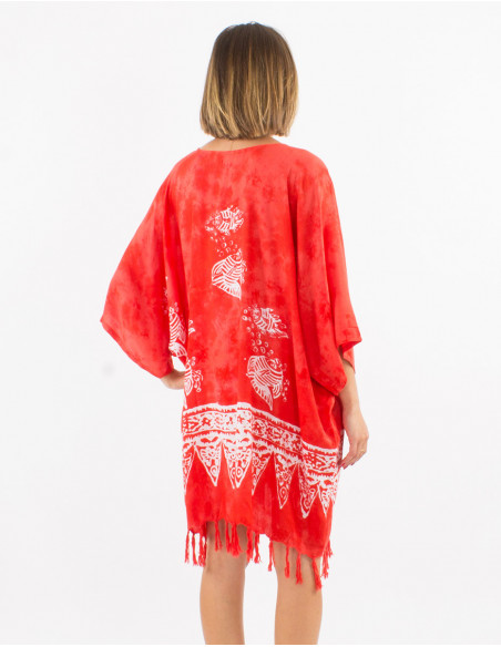 Rayon tunic with fringes